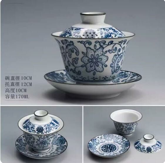 Popular Kung Fu Tea Set Tea Bowl (Plate Flower Covered Bowl)