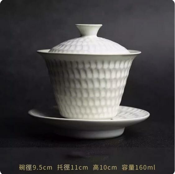 Popular Kung Fu Tea Set and Tea Bowl (Moon White Hammer Pattern Covered Bowl)