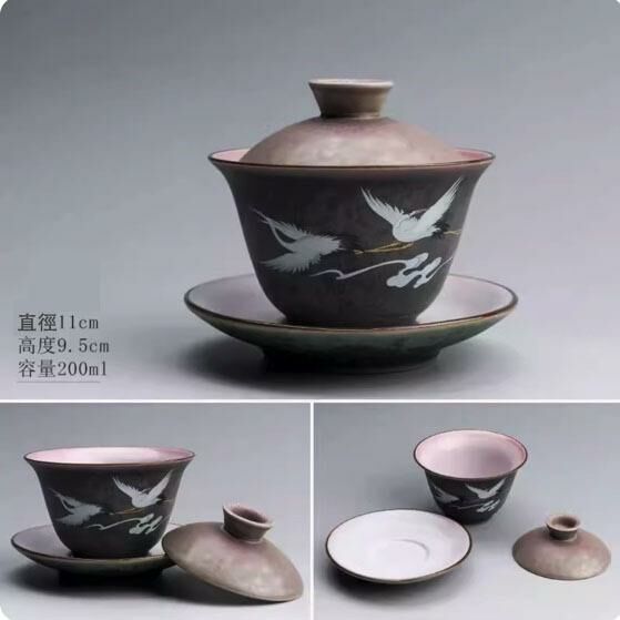 The most popular Kung Fu tea set and tea bowl (Huancai Crane Covered Bowl Small)