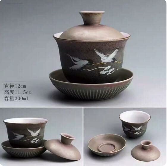 Popular Kung Fu tea set and bowl (huancai crane covered bowl large size)