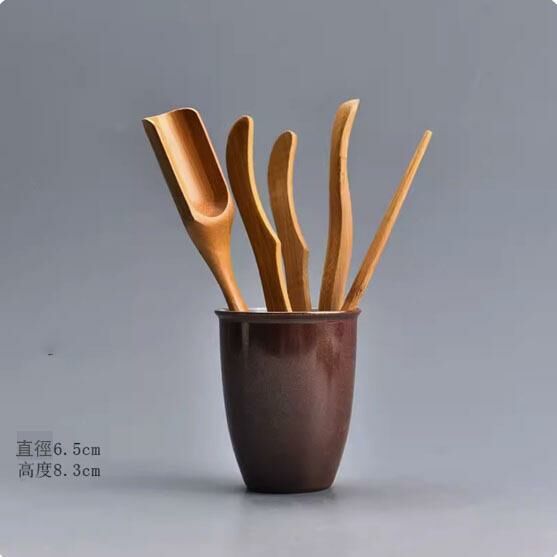 爆款功夫茶具套裝(窯變楓葉紅六君子竹製款)