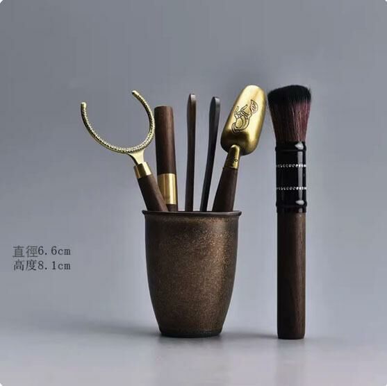 爆款功夫茶具套裝(窯變金斑色六君子)