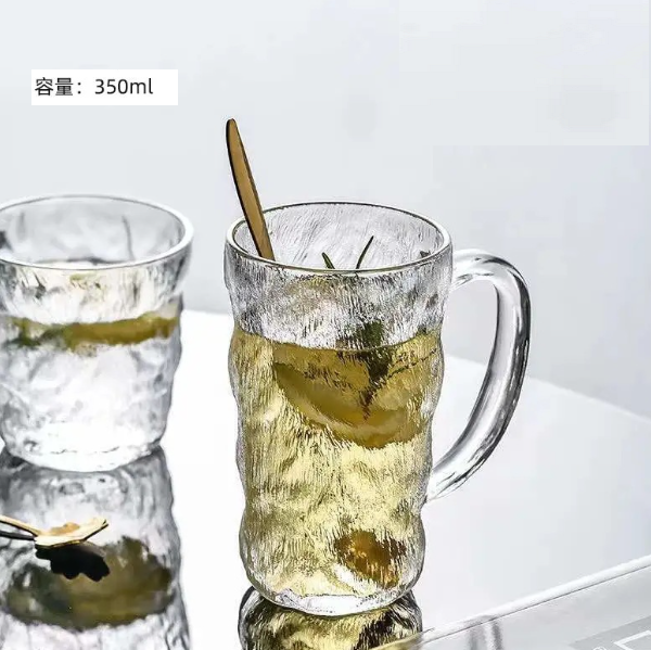 熱賣【1個】冰川紋玻璃酒杯（貨號：米白色）