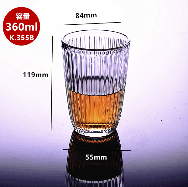 熱賣【1個】玻璃水杯洋酒杯（貨號/容量：K.355B/360ml）