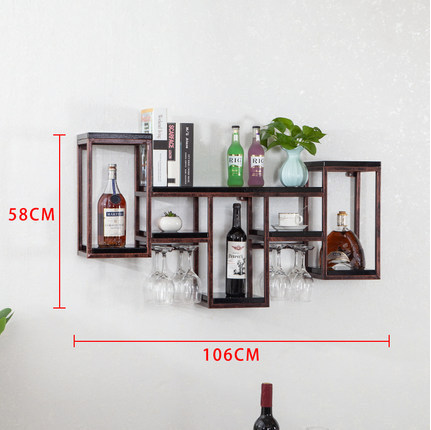 Popular iron wall wine rack, wine glass rack, kitchen cup rack (bronze + blackboard, 106*20*58cm)