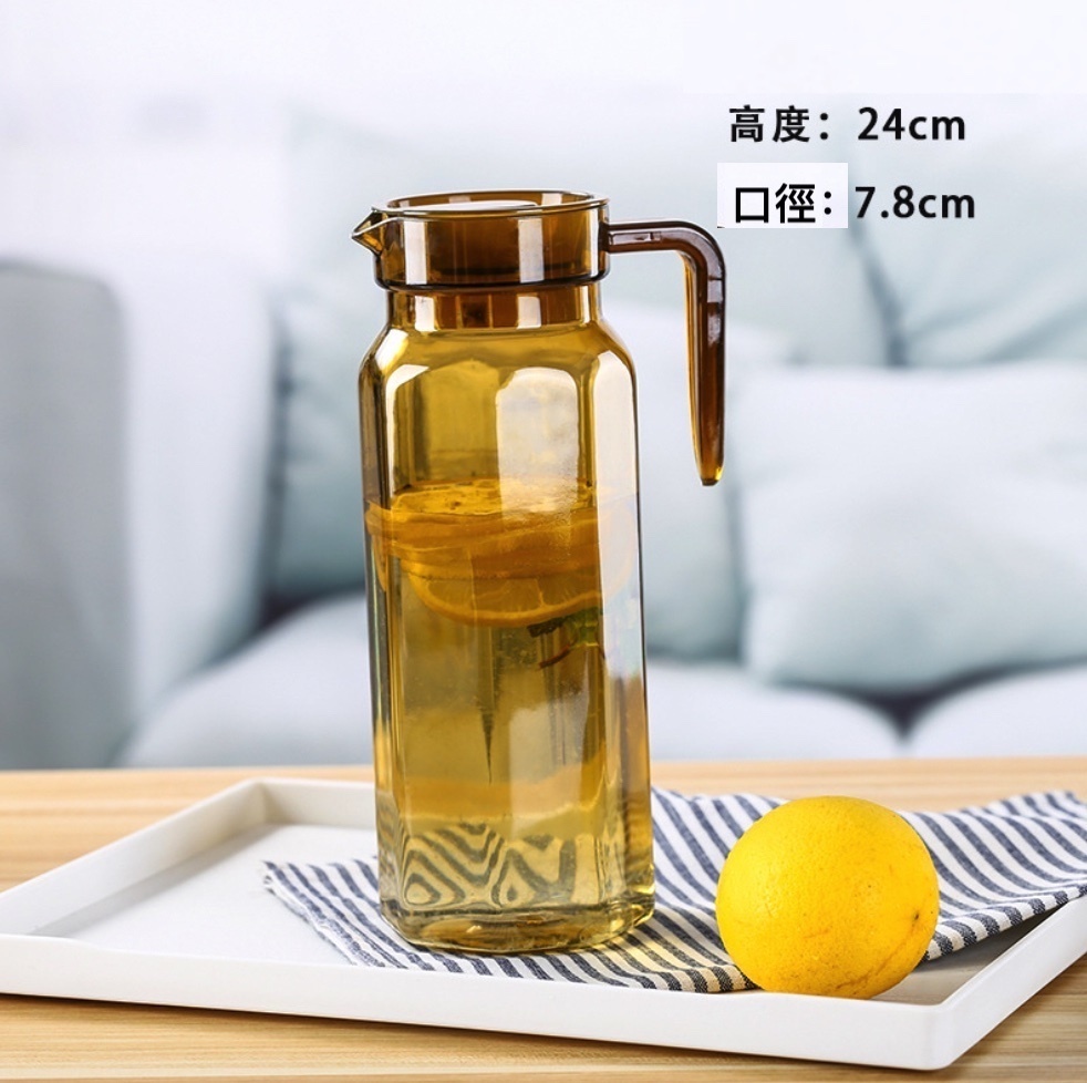 Popular acrylic PC kettle household plastic cold kettle (No. 19 brown 1.1L octagonal kettle - [2 pieces])