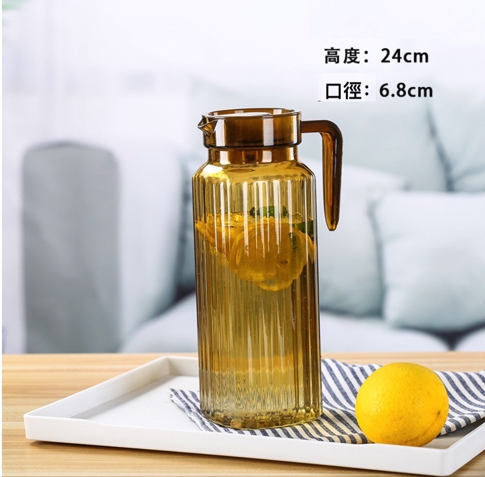 Popular acrylic PC kettle household plastic cold kettle (No. 19 brown 1.1L striped kettle - [2 pieces])