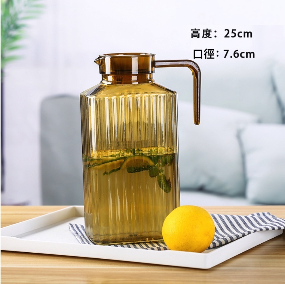 Popular acrylic PC kettle for household plastic cold kettle (No. 21 brown 2L striped kettle - [2 pieces])