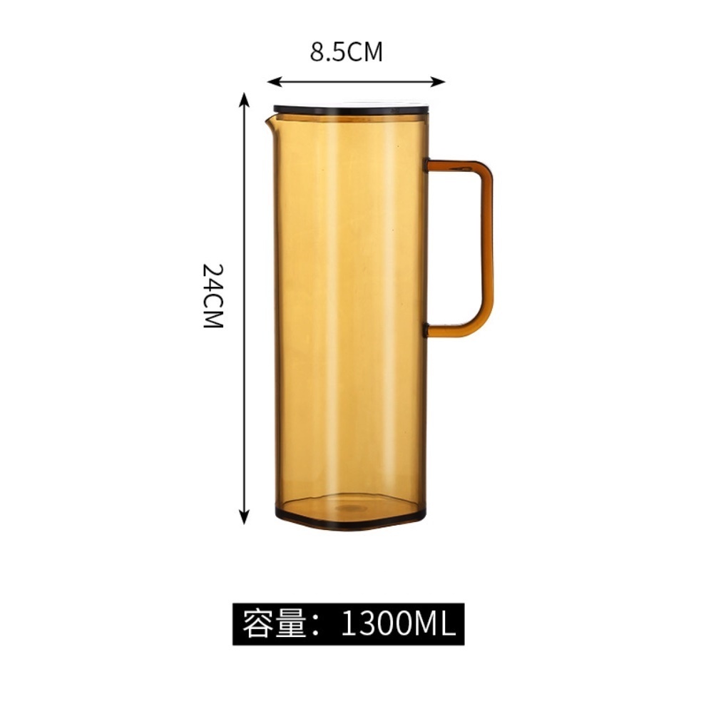 Popular PC high temperature resistant cold kettle for home use with large capacity (PC square kettle with handle (brown) - [2 pieces])