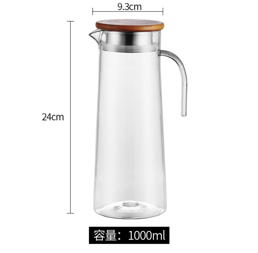 Popular acrylic kettle plastic PC high temperature resistant cold water bottle (PC cold water bottle with bamboo cover 1L-[2 pieces])