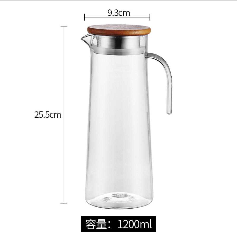 Hot style acrylic kettle plastic PC high temperature resistant cold water bottle (PC cold water bottle with bamboo lid 1.2L-[2 pieces])