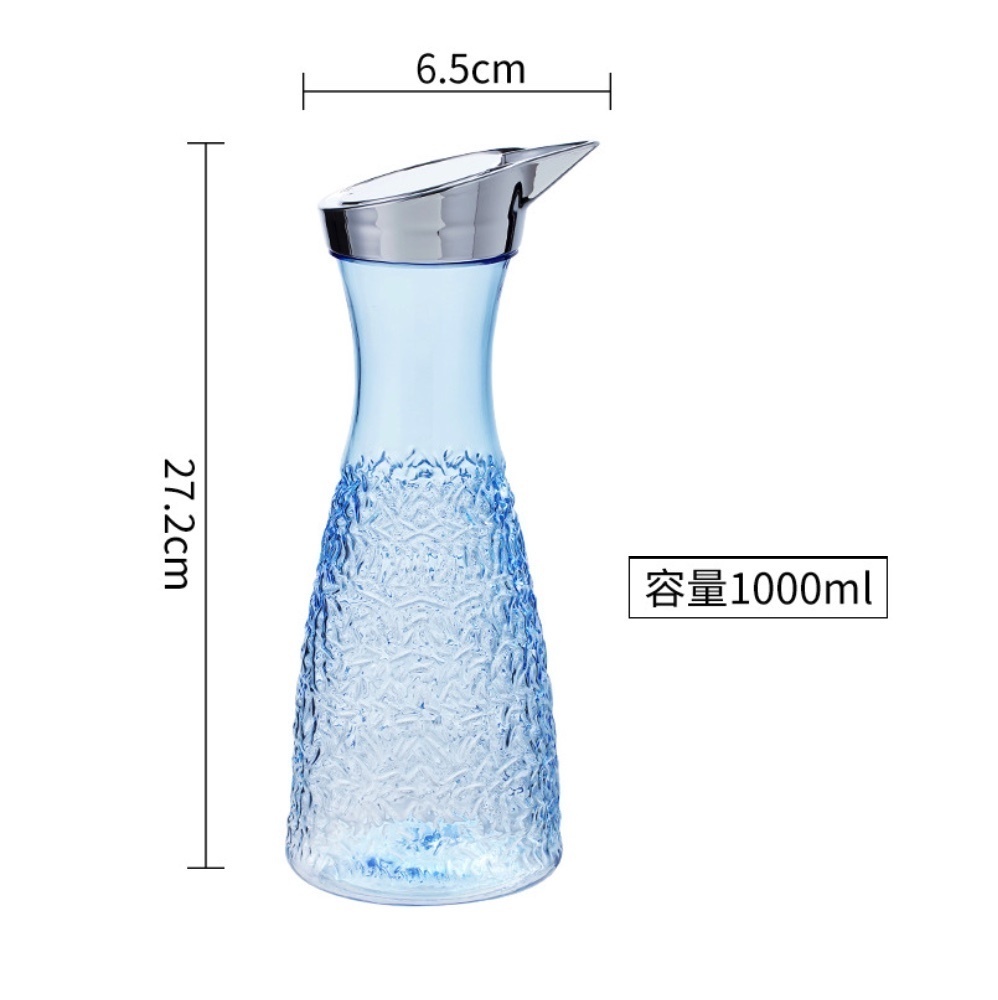 Hot style acrylic kettle plastic PC high temperature resistant cold water kettle (blue small pc diamond kettle 1L-[2 pieces])