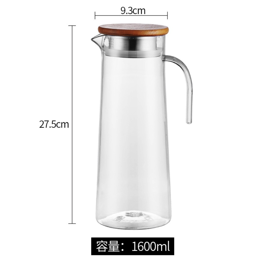 Hot style acrylic kettle plastic PC high temperature resistant cold water bottle (PC cold water bottle with bamboo cover 1.6L-[2 pieces])