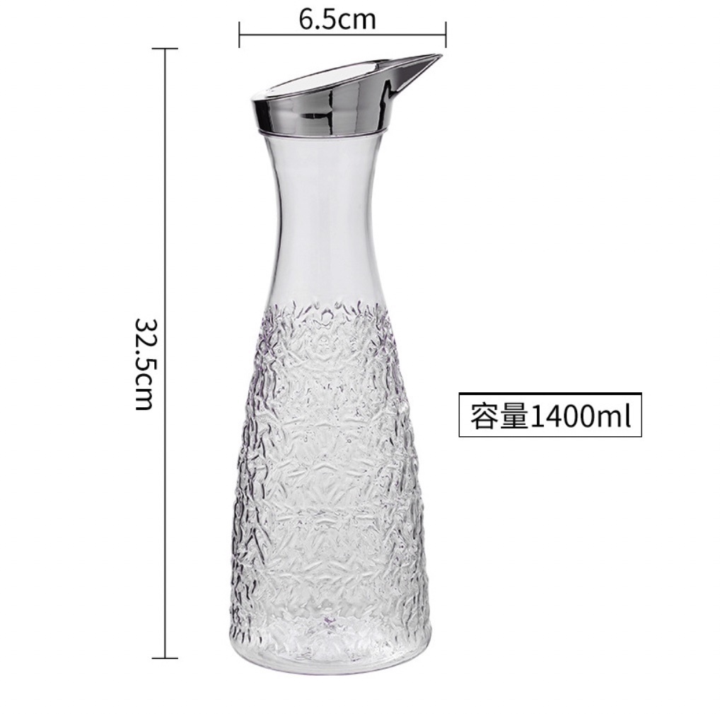 Hot style acrylic plastic kettle plastic PC high temperature resistant cold water kettle (transparent large pc diamond kettle 1.4L-[2 pieces])