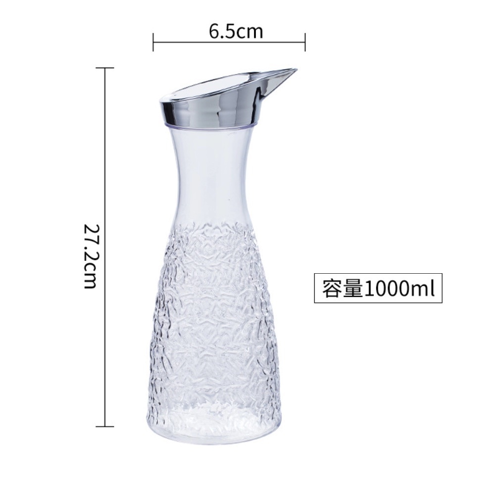 Hot style acrylic plastic kettle plastic PC high temperature resistant cold water kettle (transparent small pc diamond kettle 1L-[2 pieces])
