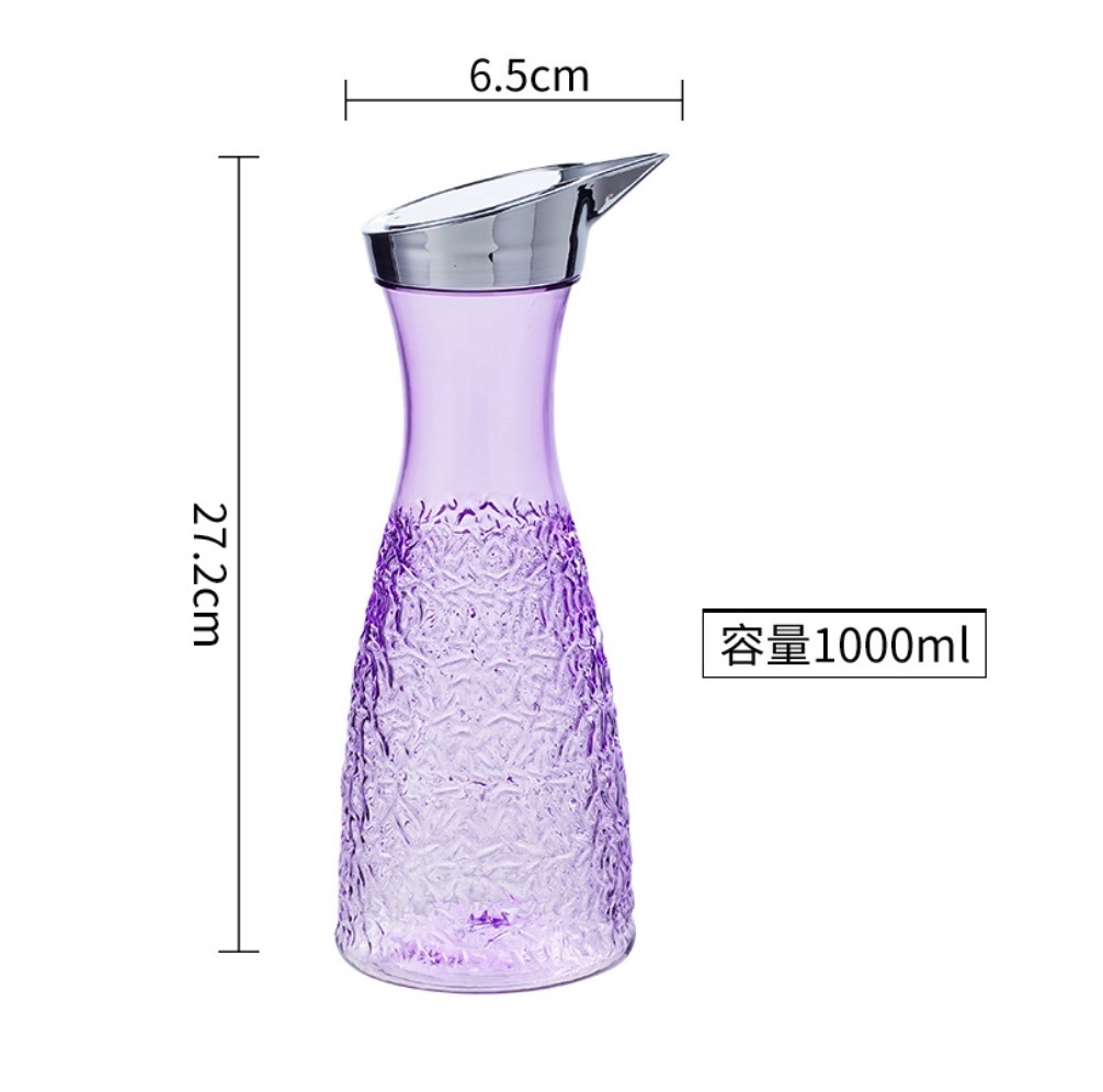 Popular acrylic kettle plastic PC high temperature resistant cold water kettle (purple small pc diamond kettle 1L-[2 pieces])