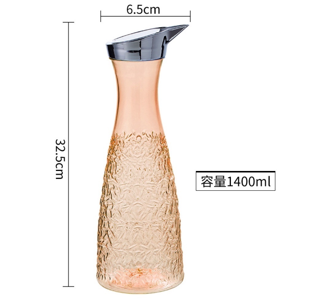 Hot style acrylic kettle plastic PC high temperature resistant cold water kettle (orange large pc diamond kettle 1.4L-[2 pieces])