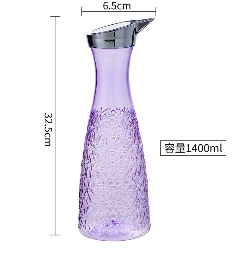 Hot style acrylic plastic kettle plastic PC high temperature resistant cold water kettle (Purple large pc diamond kettle 1.4L-[2 pieces])
