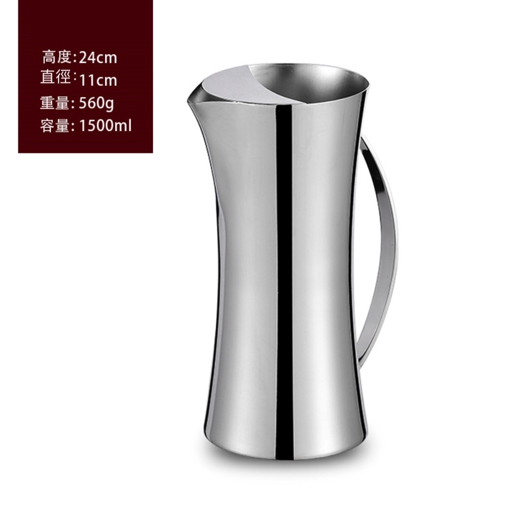 Popular bar bartending kettle stainless steel straight kettle cold water kettle (No. 8 stainless steel kettle 1.5L-[2 pieces])