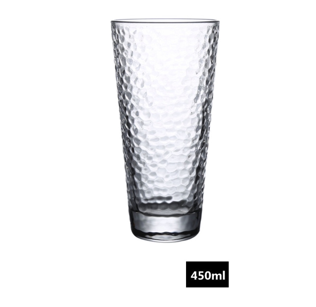 Popular Japanese gold-rimmed glass cup with hot water resistance (tall large hammered cup 450ml-[1 piece])