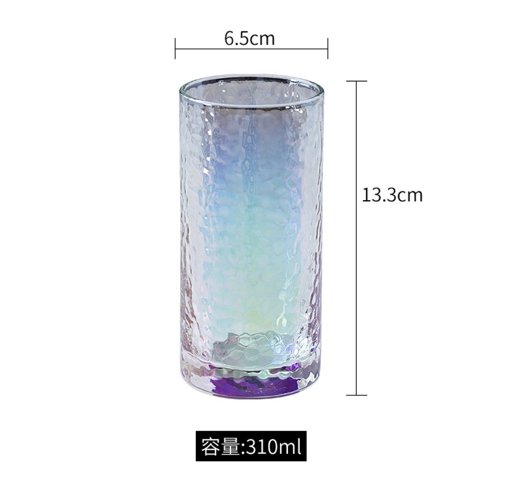 Popular Japanese gold-rimmed glass, hot water resistant cup (straight hammered cup 310ml (colorful) - [1 piece])