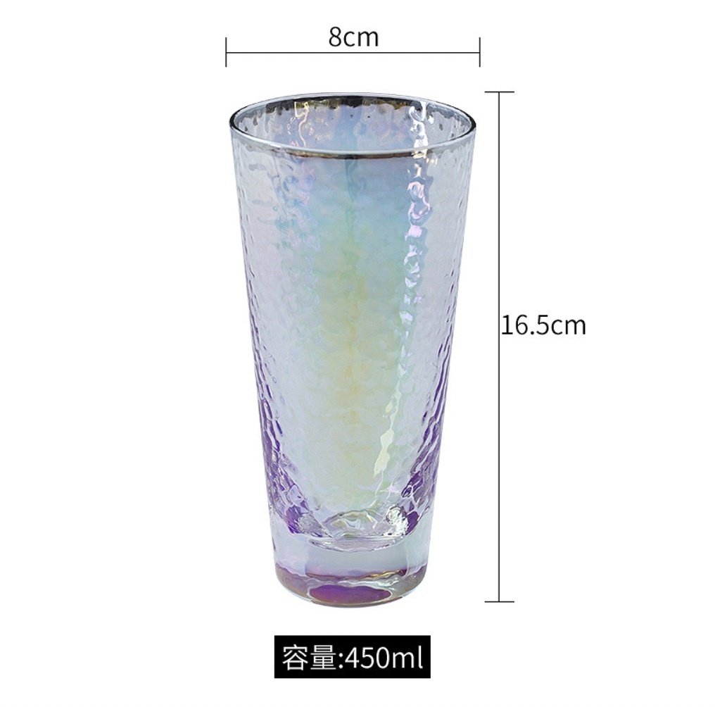 Popular Japanese-style gold-rimmed glass, hot water resistant cup (tall large hammered cup 450ml (colorful) - [1 piece])