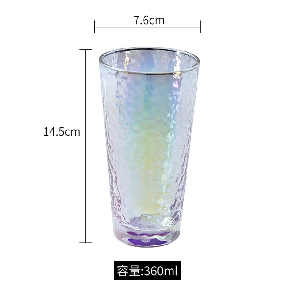 Popular Japanese style gold-rimmed glass, hot water resistant cup (tall small hammered cup 360ml (colorful) - [1 piece])
