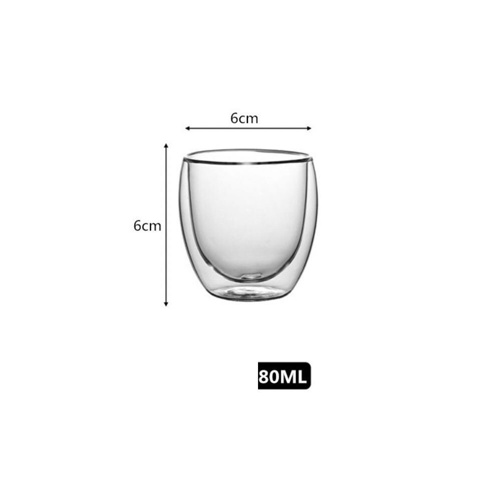 Popular simple double-layer insulated transparent glass (double-layer cup (mini model) 80ml-[2 pieces])