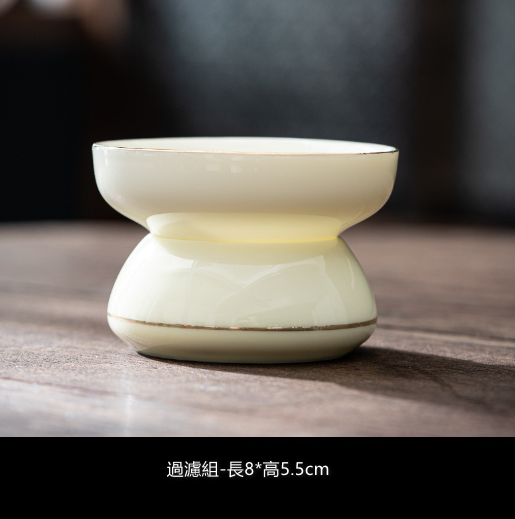 New tea bowl and tea set (mutton fat jade (petals) custard - tea drain)