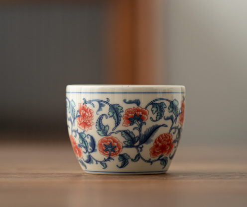 New tea cups and bowls (vegetable ash--Jufu Cup [Peony])