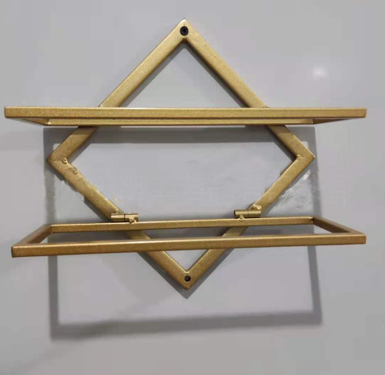 熱推折疊壁掛葡萄酒架紅酒杯架（B款金色，26*25cm）