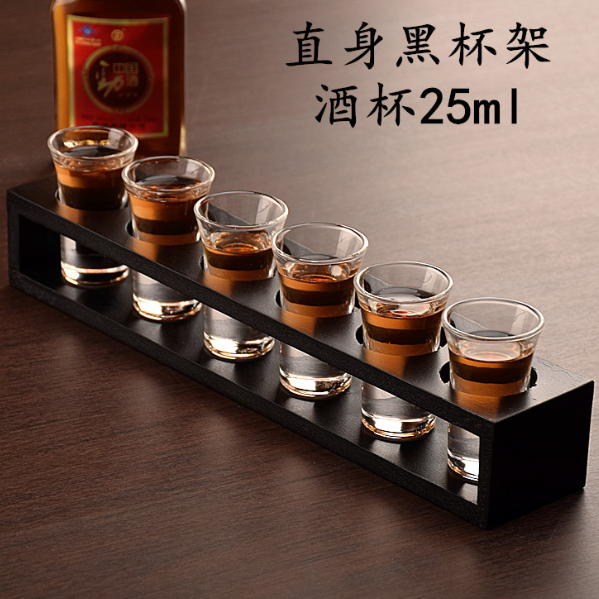 熱推【1個】酒杯竹架（規格：6孔黑直杯架）