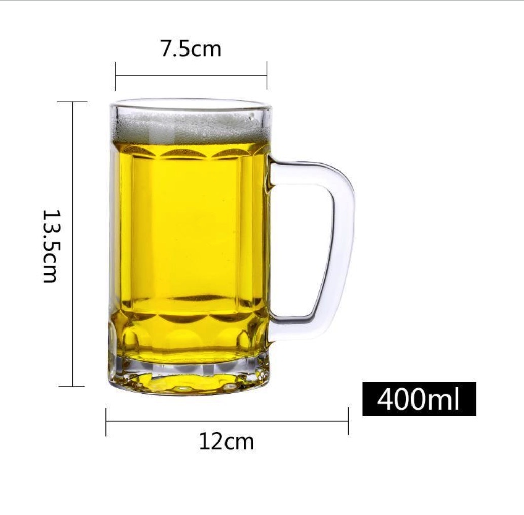 新款大號帶把精釀啤酒杯（帶把生啤酒杯7號杯400ml-【2個裝】）