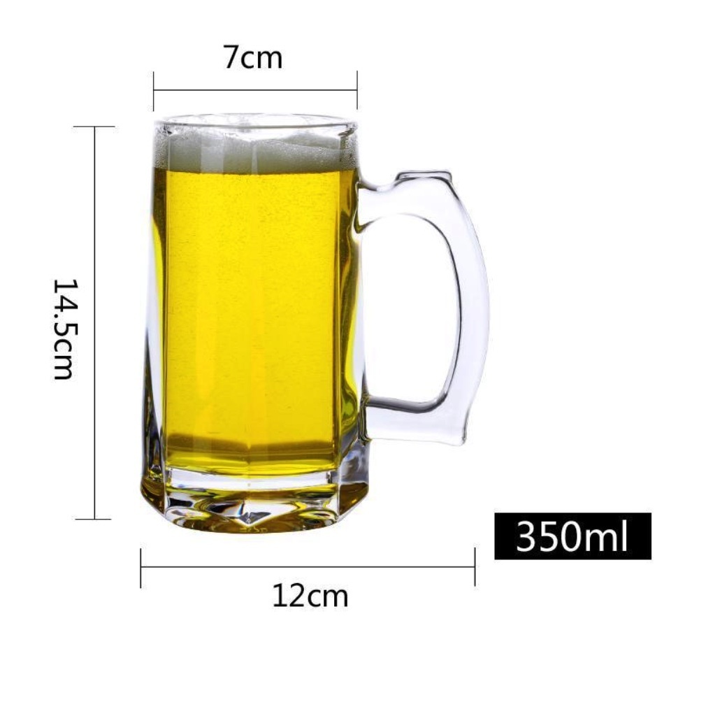 新款大號帶把精釀啤酒杯（帶把生啤酒杯9號杯350ml-【2個裝】）