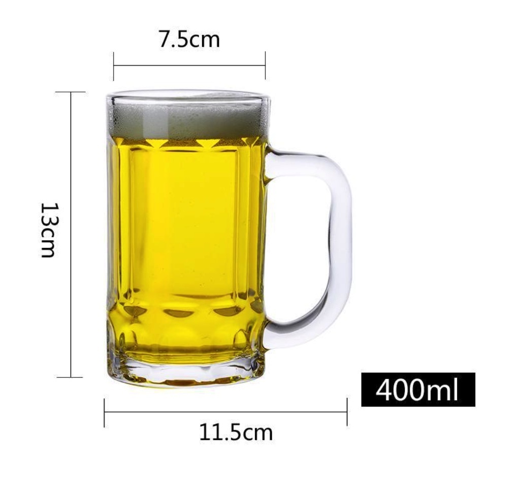 新款大號帶把精釀啤酒杯（帶把生啤酒杯8號杯400ml-【2個裝】）