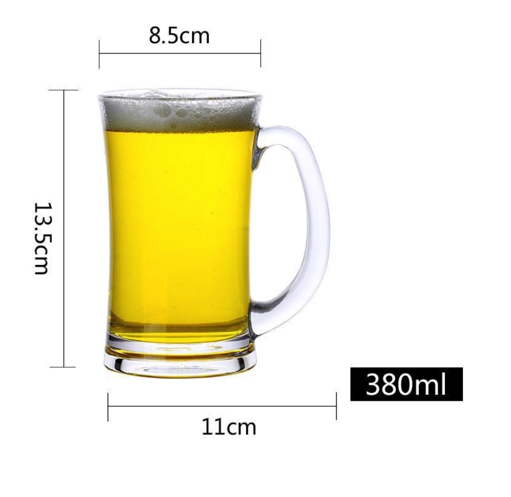 熱賣大號帶把精釀啤酒杯（帶把生啤酒杯12號杯380ml-【2個裝】）