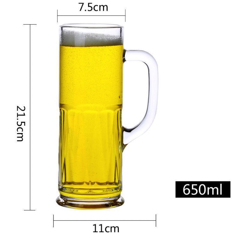 熱賣大號帶把精釀啤酒杯（帶把生啤酒杯3號杯650ml-【2個裝】）