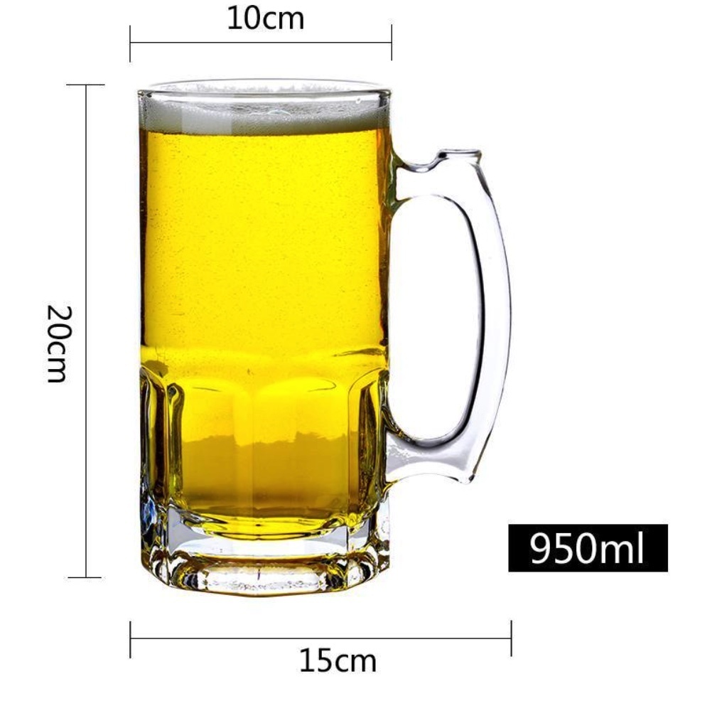 熱賣大號帶把精釀啤酒杯（帶把生啤酒杯2號杯950ml-【2個裝】）