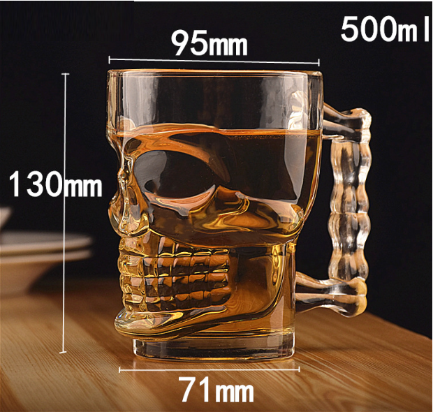 熱賣【1個】玻璃啤酒杯（貨號：骷髅頭啤酒杯）