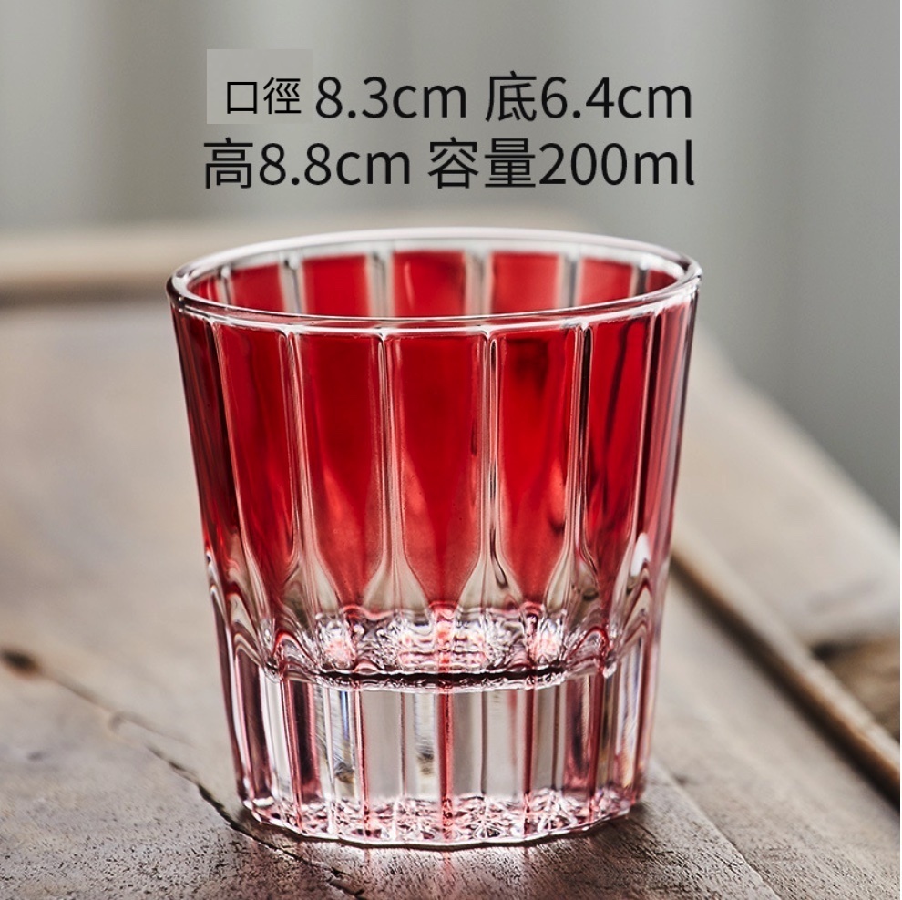 爆款簡約設計感水晶星芒威士卡杯 啤酒杯（紅色星芒杯—200ml-【2個裝】）