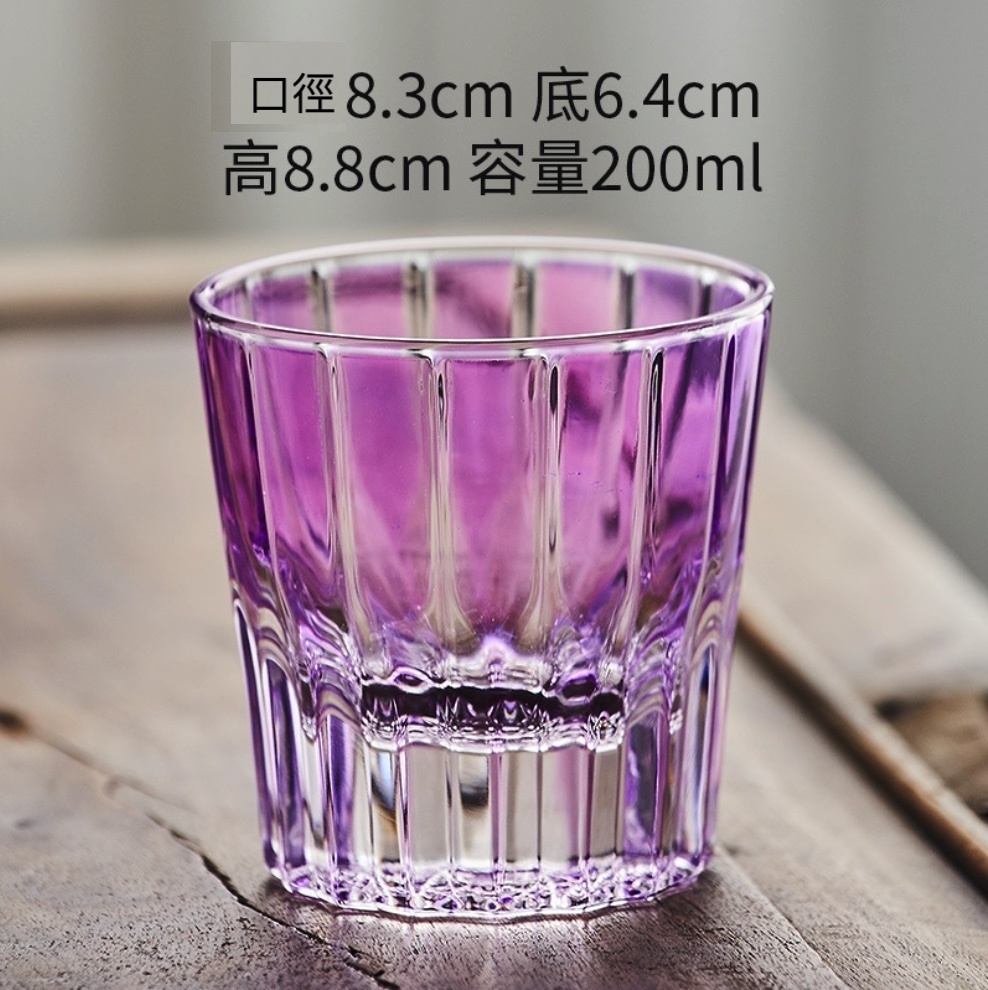 爆款簡約設計感水晶星芒威士卡杯 啤酒杯（淡紫星芒杯—200ml-【2個裝】）
