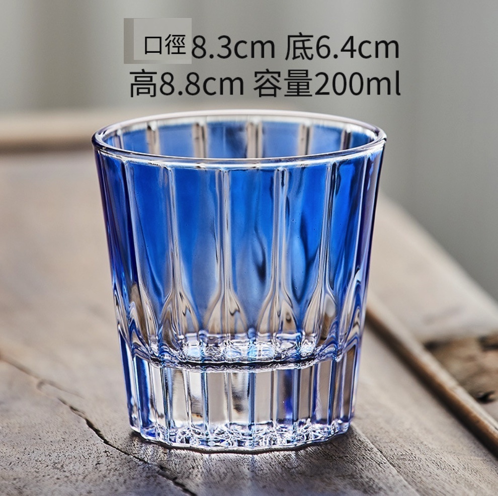 爆款簡約設計感水晶星芒威士卡杯 啤酒杯（藍色星芒杯—200ml-【2個裝】）