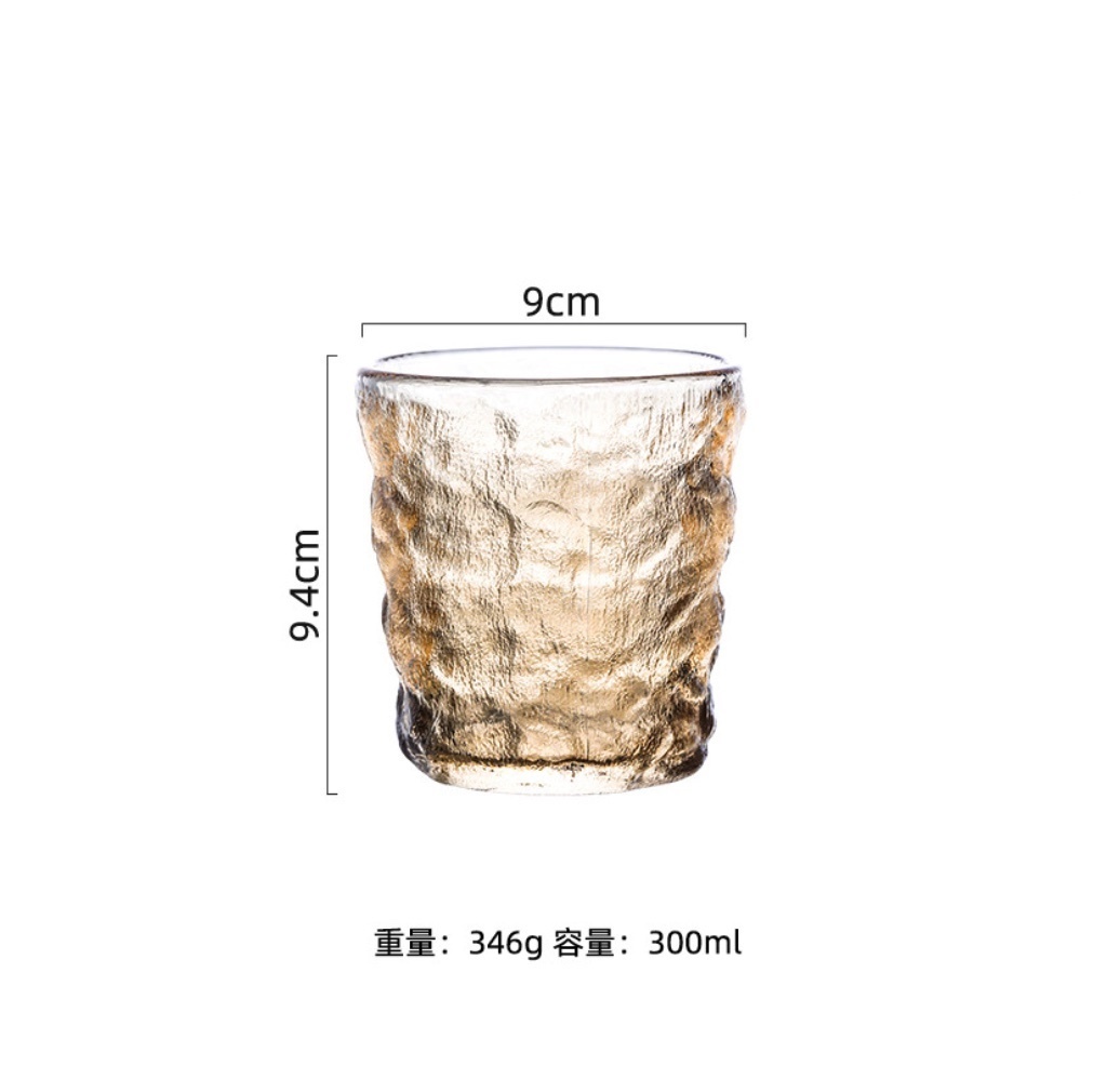 爆款玻璃冰川水杯 茶杯 洋酒杯 威士卡酒杯（矮款琥珀-【2個裝】）