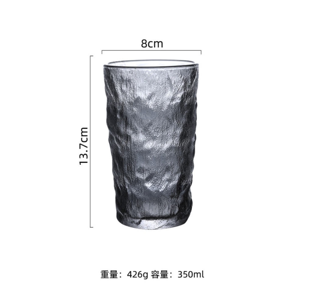 爆款玻璃冰川水杯 茶杯 洋酒杯 威士卡酒杯（高款黑色-【2個裝】）