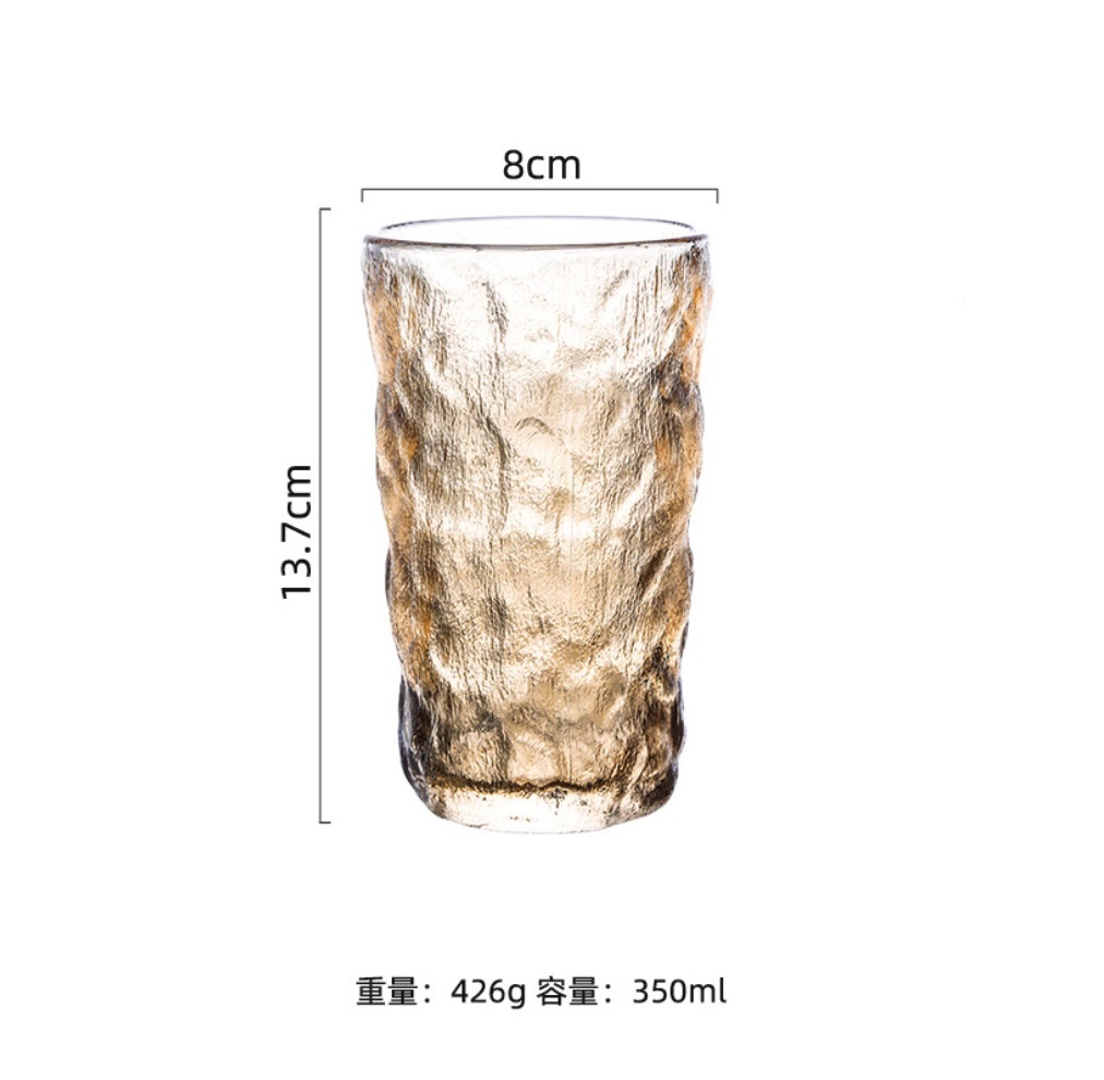 爆款玻璃冰川水杯 茶杯 洋酒杯 威士卡酒杯（高款琥珀色-【2個裝】）