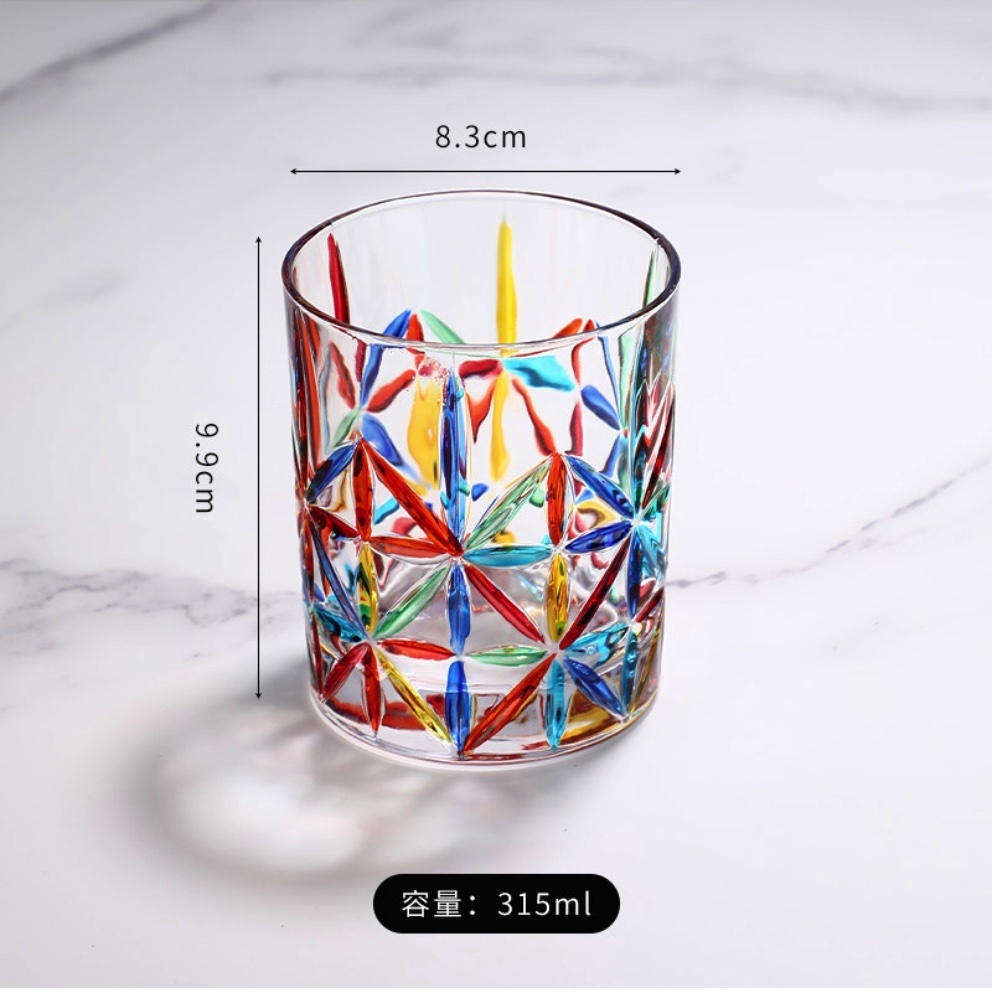 爆款玻璃杯彩繪杯手繪威士卡洋酒杯（J款手繪杯-【1個裝】）