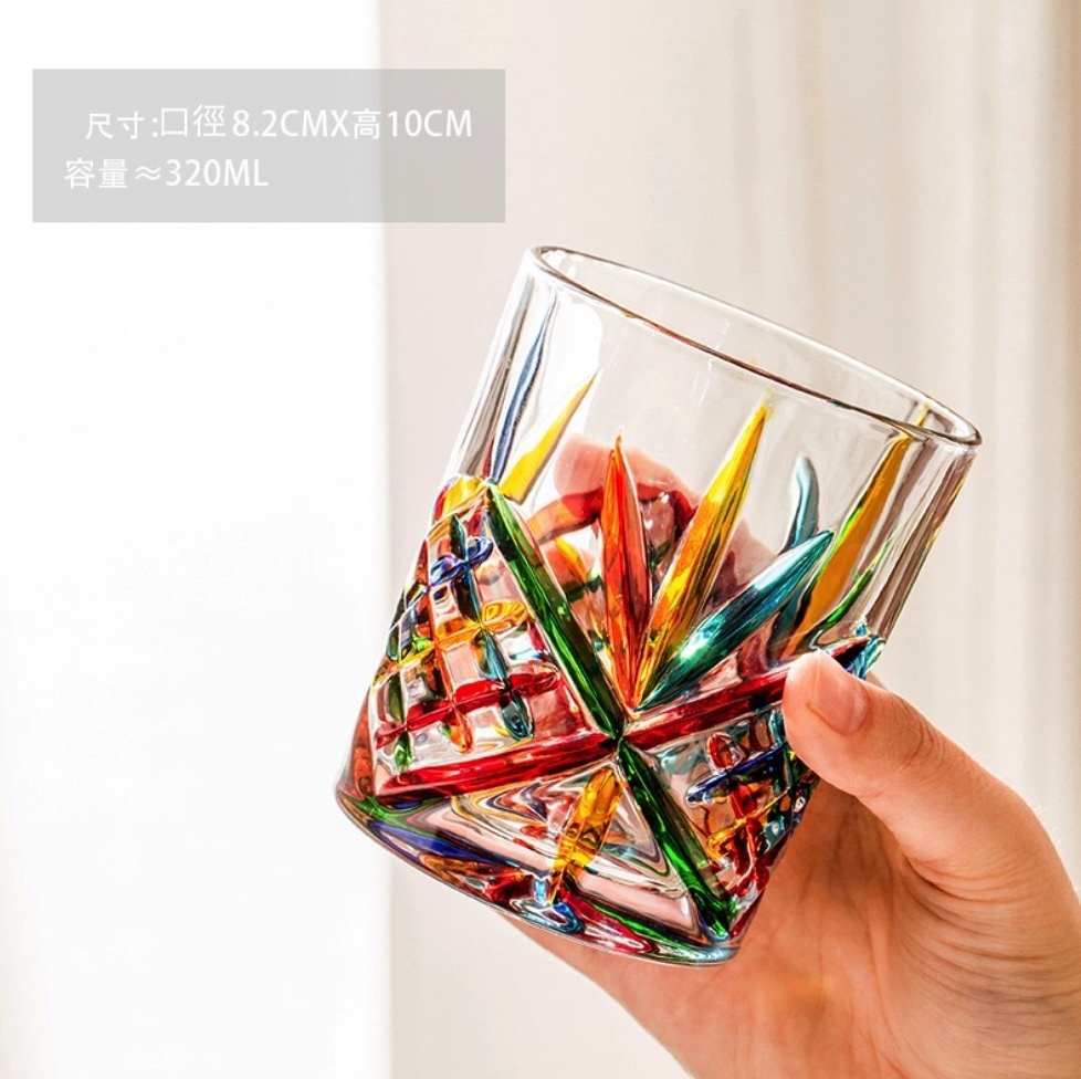 爆款玻璃杯彩繪杯手繪威士卡洋酒杯（D款彩繪杯-【1個裝】）