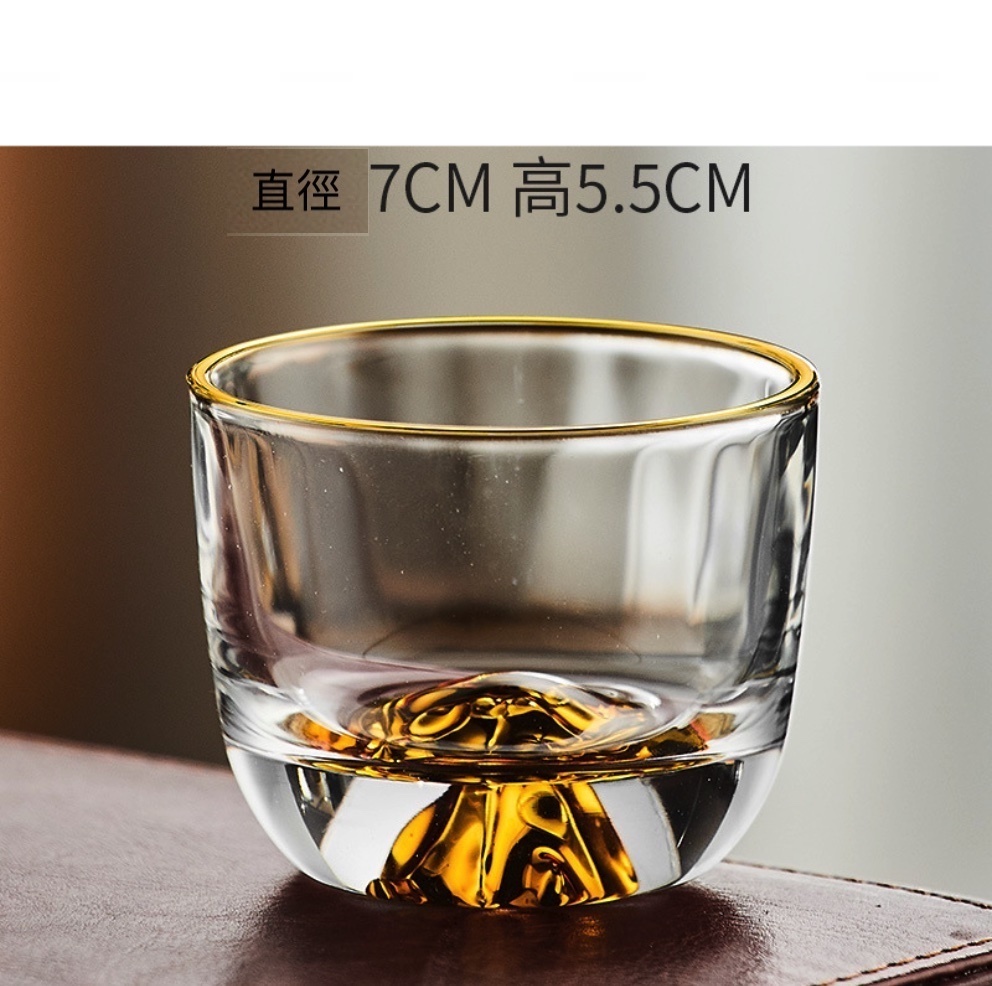Hot selling hidden gold cup mountain cup transparent glass tea cup (Phnom rim hidden gold cup - [2 pieces])