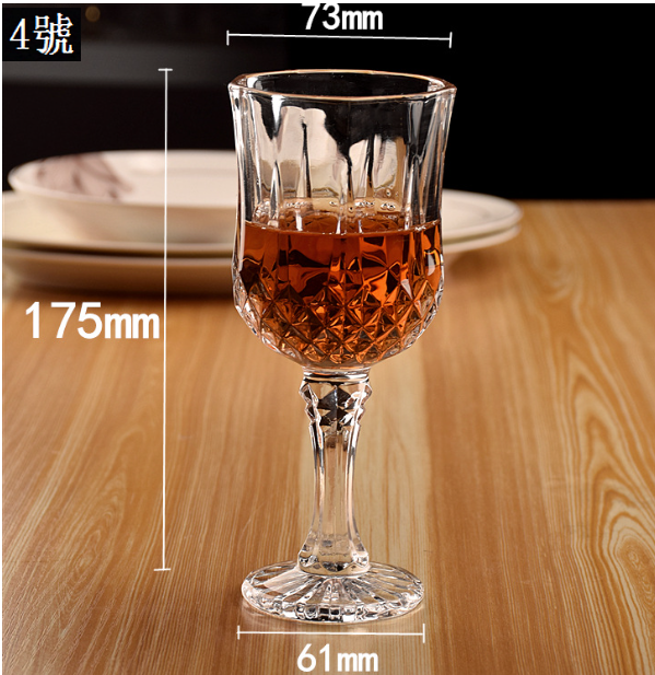 新款【1只】高腳玻璃鑽石紅酒杯(4號3203)