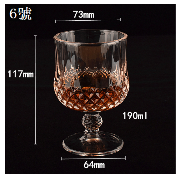 新款【1只】高腳玻璃鑽石紅酒杯(6號3201)